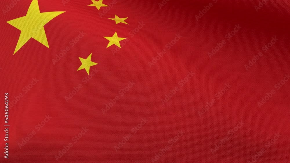 Waving flag of China. China national flag. 3D looped animation. 4k resolution. Flag of China on fabric base. Waving flag of China. China national flag. 3D looped animation. 4k resolution. Flag of China on fabric base.