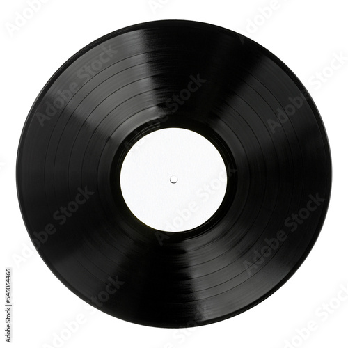 Black vinyl record close up isolated