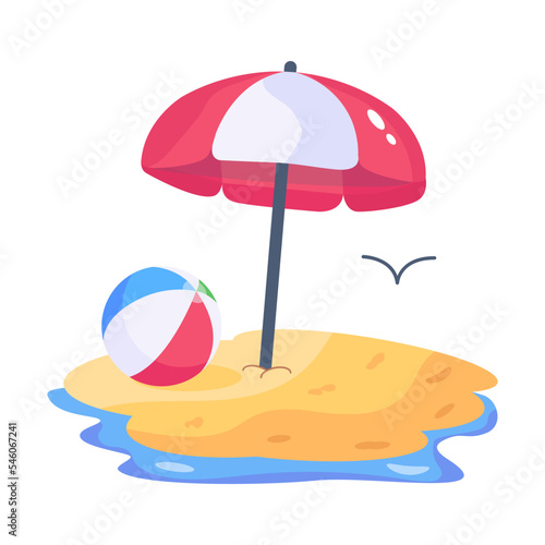 Grab a flat illustration of seaside 