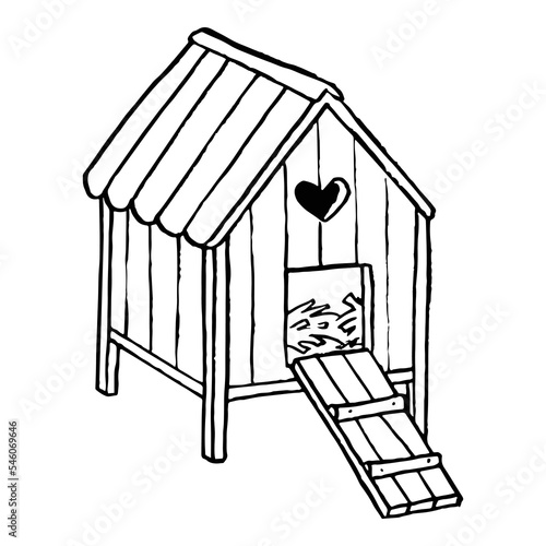 Coloring book for kids, Chicken wooden coop
