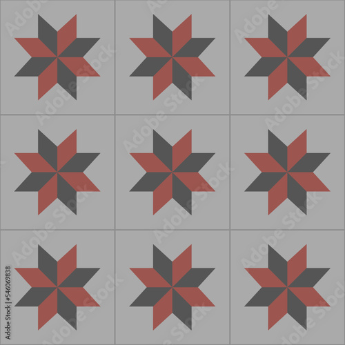 Ceramic Tiles. Hydraulic Spanish and Portuguese ceramic design. Star decorative ornament.