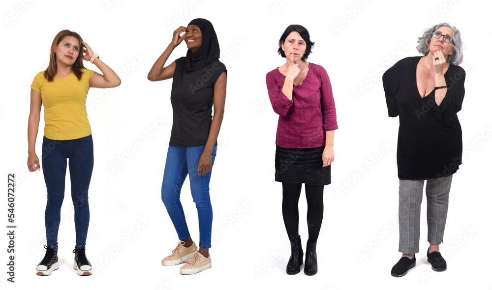 Obraz premium group of woman thinking on white background