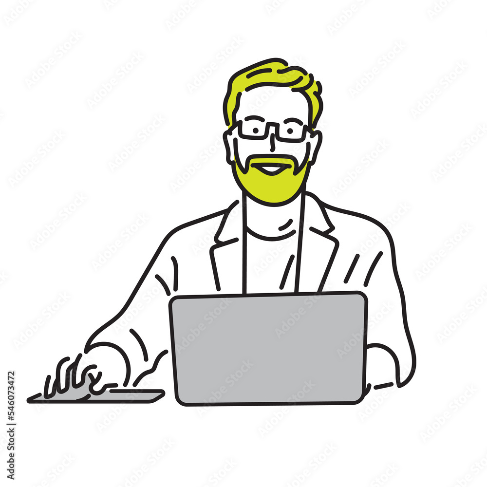 Modern office stylish businessman works on laptop. Modern office stylish businessman works on laptop.