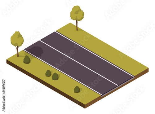 Isometric road construction scene element. New road icon vector illustration