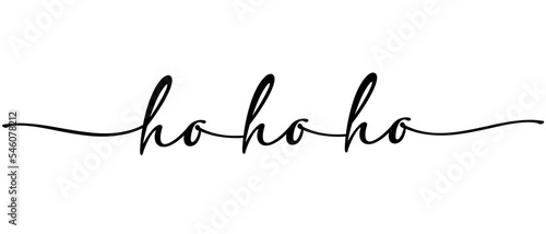Ho ho ho - Christmas word Continuous one line calligraphy. Minimalistic handwriting with white background