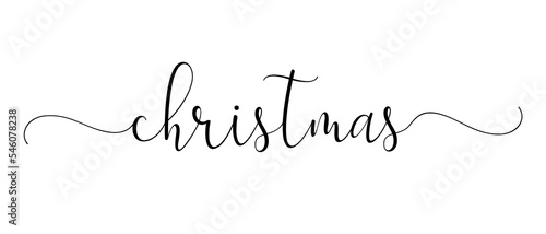 Christmas word Continuous one line calligraphy. Minimalistic handwriting with white background