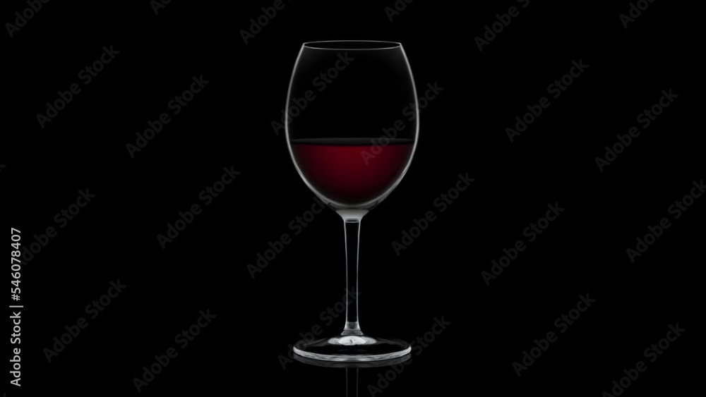 Crystal empty wineglass fills up with delicious red wine standing on black background. Alcohol beverage poured into elegant goblet closeup Crystal empty wineglass fills up with delicious red wine standing on black background. Alcohol beverage poured into elegant goblet closeup