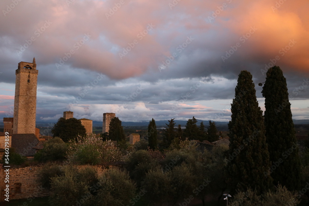 Dusk in San Gimignano, Tuscany Italy