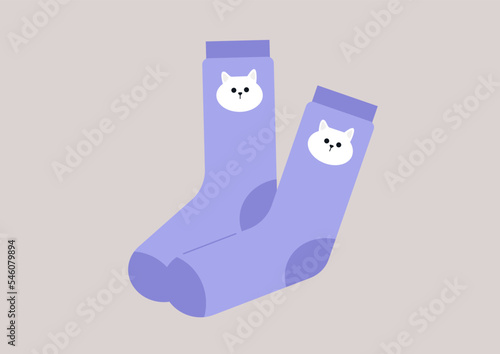 A pair of cute socks with cat muzzles