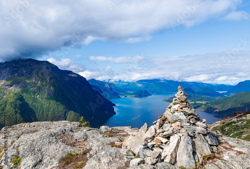 View from the top of Eggen, Åndalsnes in Rauma, Norway photo