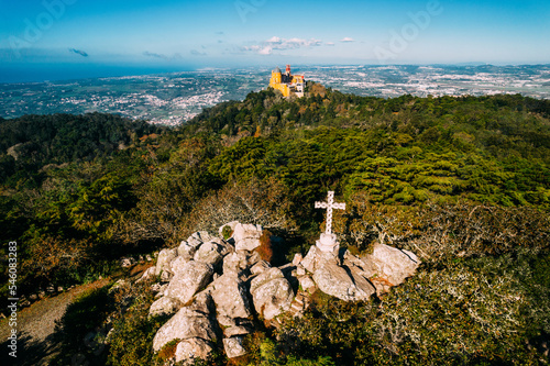 Panoramic view of Pena National Palace in Sintra, Portugal photo