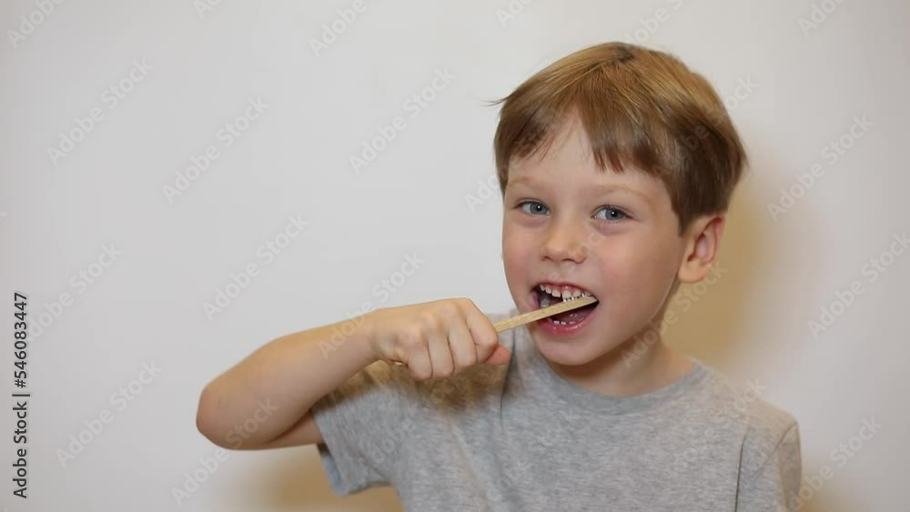 Morning routine, smiling happy child brushing teeth with toothbrush. Dental hygiene of little boy, medical care. Morning routine, smiling happy child brushing teeth with toothbrush. Dental hygiene of little boy, medical care.