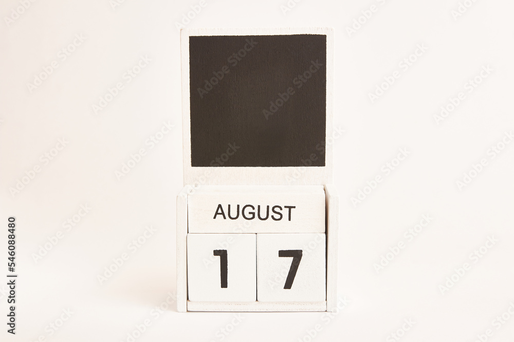 Calendar with the date August 17 and a place for designers. Illustration for an event of a certain date. Calendar with the date August 17 and a place for designers. Illustration for an event of a certain date.