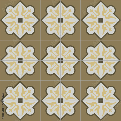 Ceramic Tiles. Hydraulic spanish and portuguese ceramic design. Floral decorative ornament.