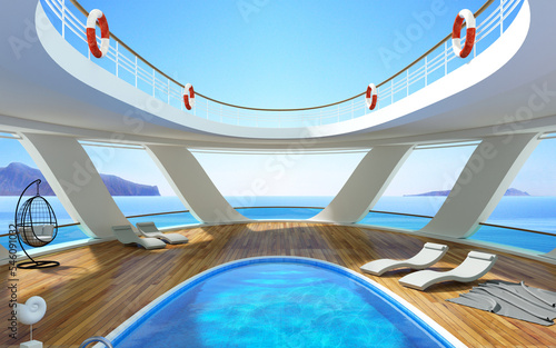 Deck of a big liner or yacht