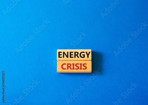 Energy crisis symbol. Concept word Energy crisis on wooden blocks. Beautiful blue background. Business and Energy crisis concept. Copy space