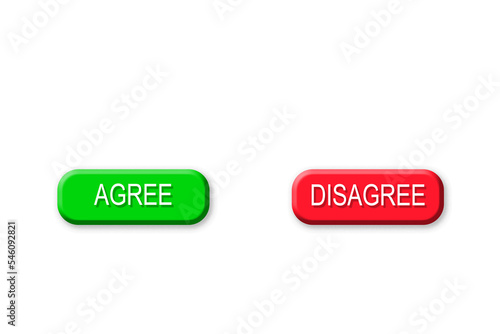 Agree and disagree buttons with transparent background. PNG file. photo