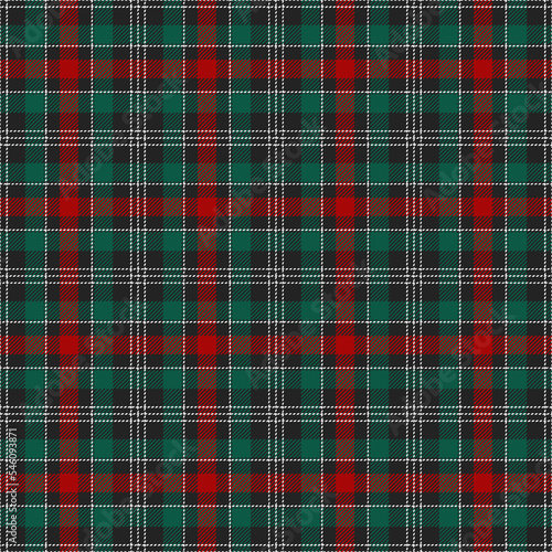Christmas and new year tartan plaid. Scottish pattern in red, green, black and white cage. Scottish cage. Traditional Scottish checkered background. Seamless fabric texture. Vector illustration