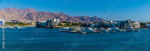 A view of boats moored in the marina at Aqaba, Jordan in sumertime © Nicola