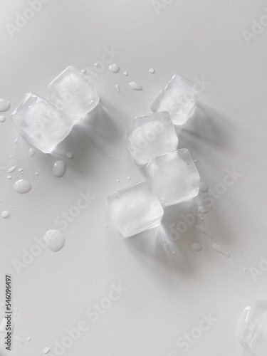 Ice cubes on a white background. File contains clipping path.