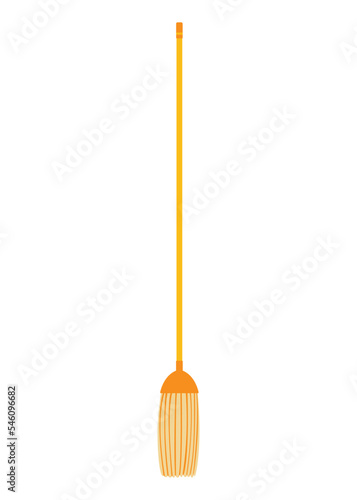 Broom mop icon. Hygiene handling equipment object illustration, household mop or housework broom tool isolated on white background