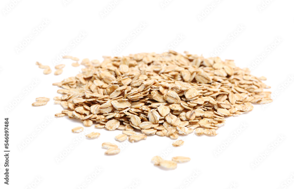 Heap of raw oatmeal isolated on white background Heap of raw oatmeal isolated on white background