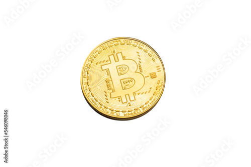 A bitcoin isolated on a white background.