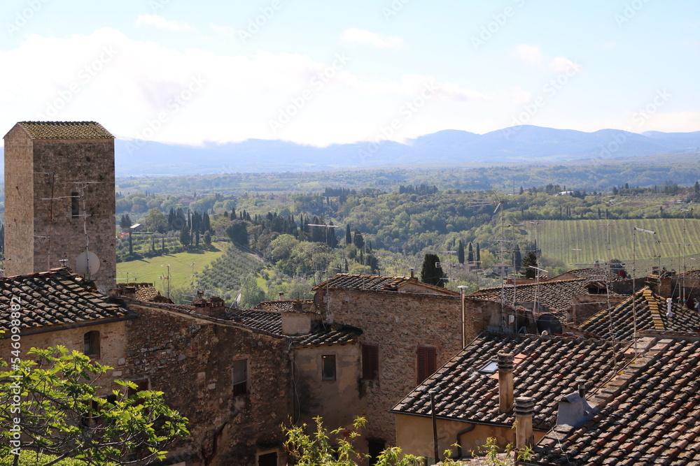 View around San Gimignano in spring, Tuscany Italy