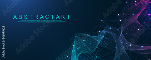 Global network connection concept. Big data visualization. Social network communication in the global computer networks. Internet technology. Business. Science. Vector illustration