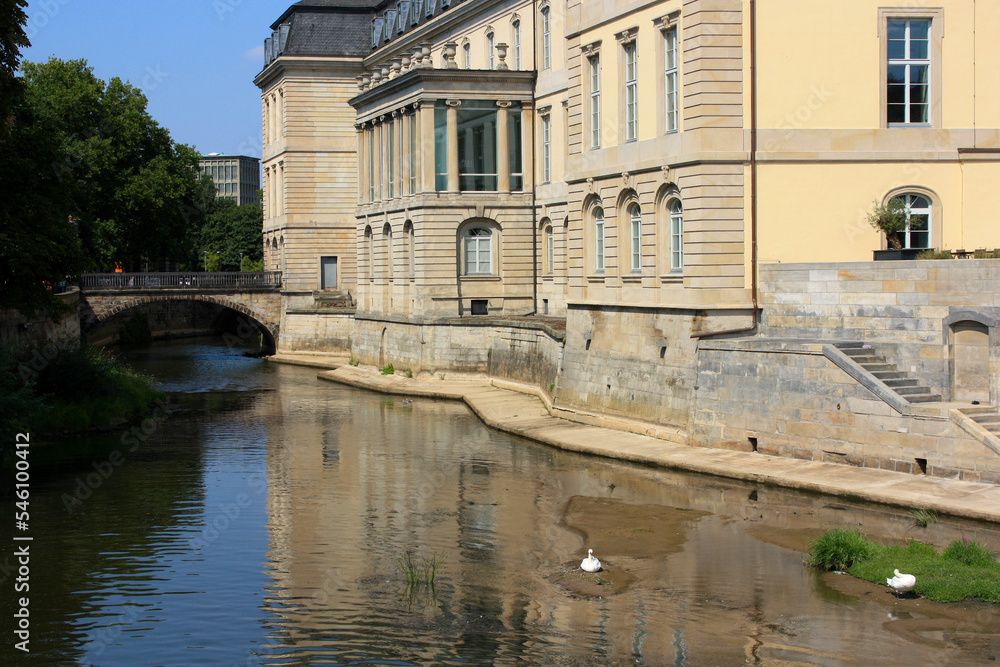 River Leine behind the Parliament of Lower Saxony, Hanover, germany
