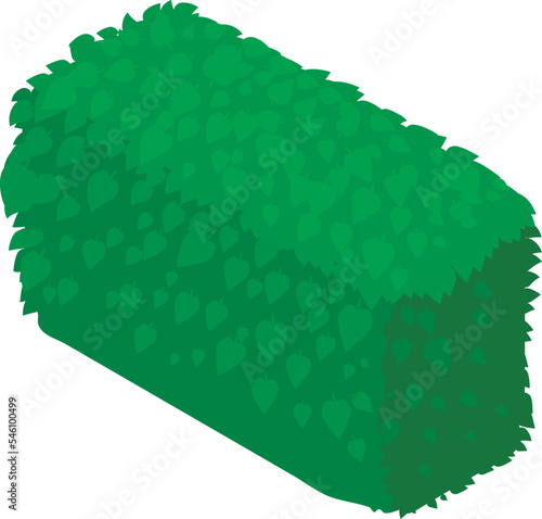 Hedge icon isometric vector. Natural green hedgerow rectangular shaped icon. Gardening, landscaping element