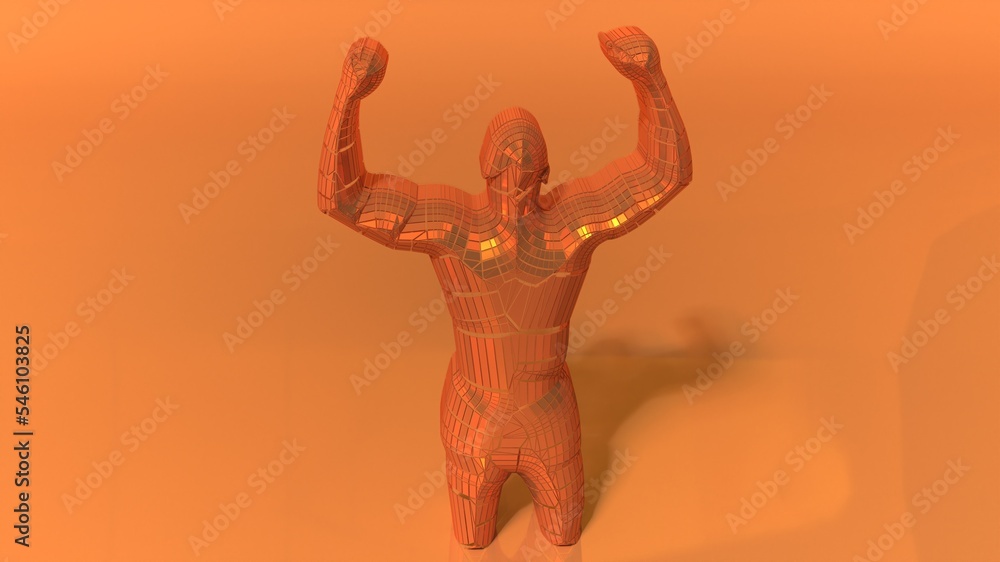 3D Illustration of a sports person engaged in a particular sport. Must view at highest dimensions to see details.