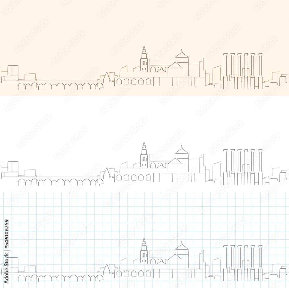 Fototapeta premium Cordoba Hand Drawn Profile Skyline