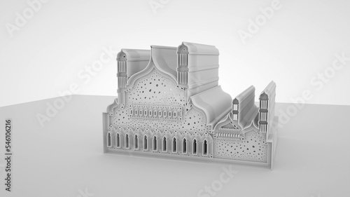 Obraz na plátně 3D Illustration of a Mosque or Masjid where Muslims perform prayers