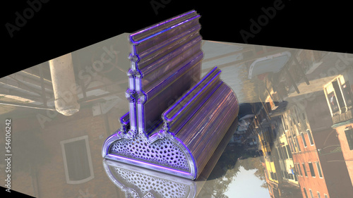 Canvas Print 3D Illustration of a Mosque or Masjid where Muslims perform prayers