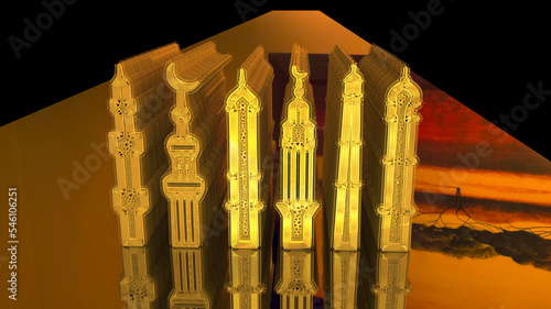 3D Illustration of a Mosque or Masjid where Muslims perform prayers. Modelers, Architects, Artists, Artisans, Engineers, Modelers, Designers and Estate Developers must observe minutely for details. photo