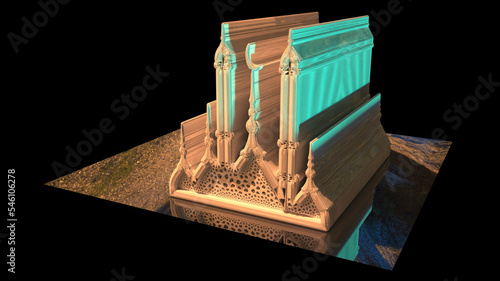 Canvas Print 3D Illustration of a Mosque or Masjid where Muslims perform prayers