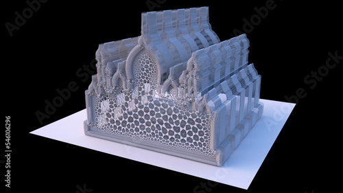 Schilderij op canvas 3D Illustration of a Mosque or Masjid where Muslims perform prayers