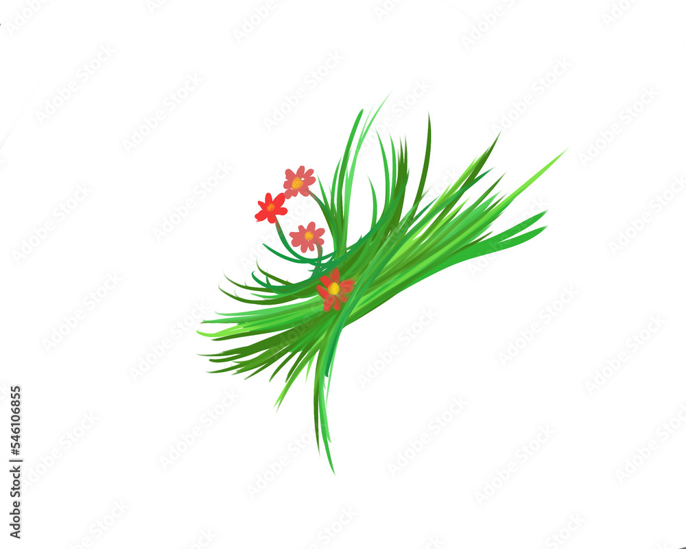 grass and lflowers, ladybug illustration grass and lflowers, ladybug illustration