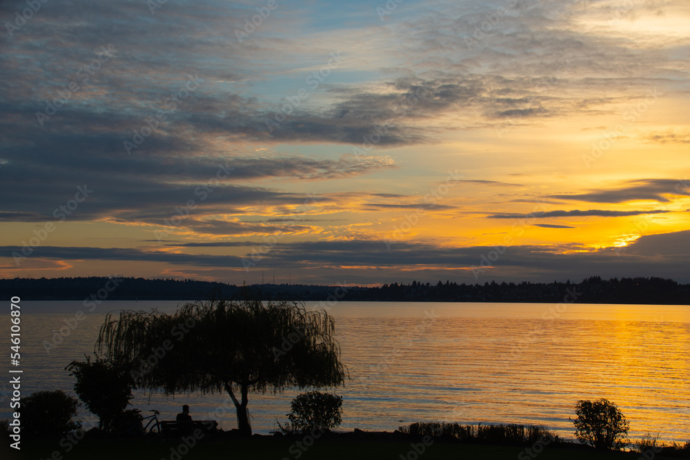 Sunset over Lake Washington IN Kirkland, WA