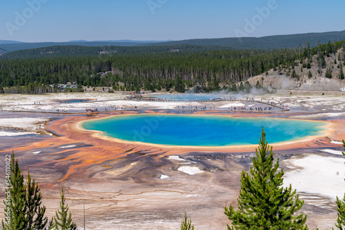 Grand Prismatic Spring in Yellowstone National Park, as seen from the overlook