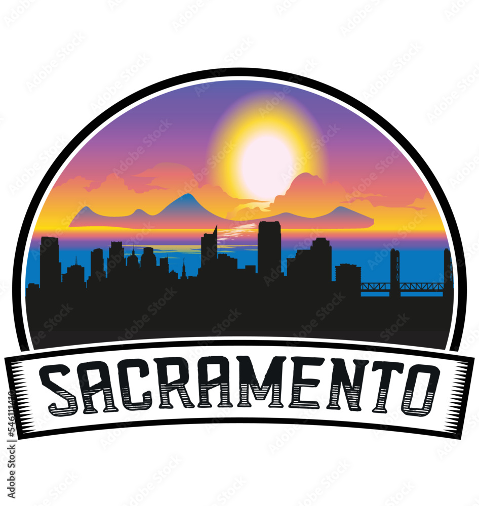 Sacramento California USA Skyline Sunset Travel Souvenir Sticker Logo