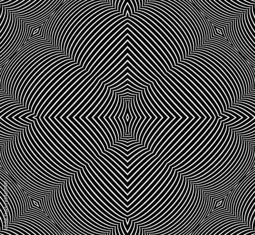 Abstract rotated black and white lines. Geometric art. Design element. Digital image with a psychedelic stripes.Design element for prints, web, template © dexdrax