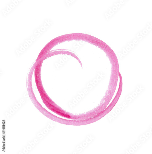 Pink background in the form of a circle hand drawn watercolor.