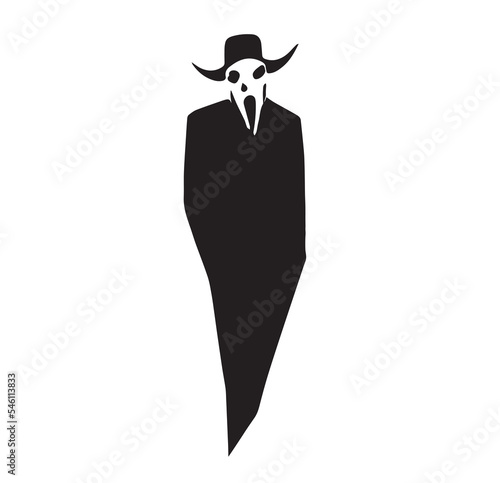Creepy silhouette isolated on white for t-shirt or poster design