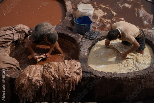 chouara tannery in fes morocco photo