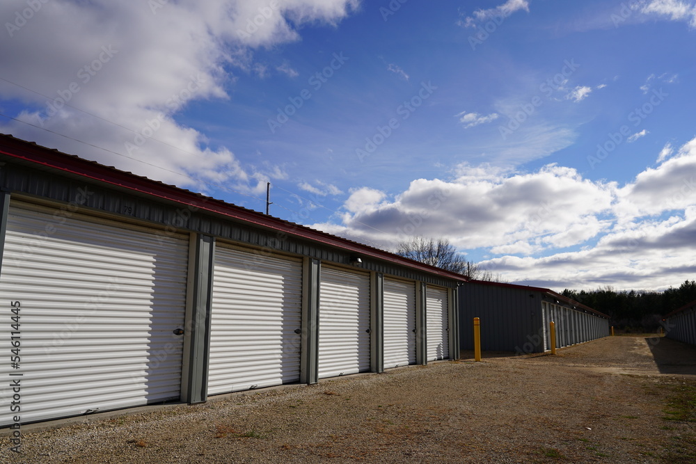 A row of storage units is used to hold the property of owners. A row of storage units is used to hold the property of owners.