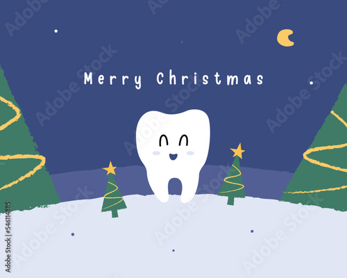 Dentist merry christmas card, tooth card design, blue christmas, christmas greeting card, doctor christmas
