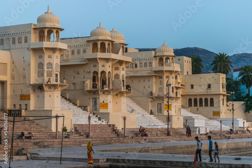 The temples of the city surrounding the holy lake of Pushkar
