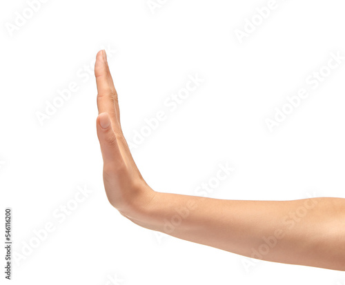 Female  Hand Signing Stop.